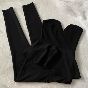 Charlotte Russe Black Strapless Peplum Jumpsuit